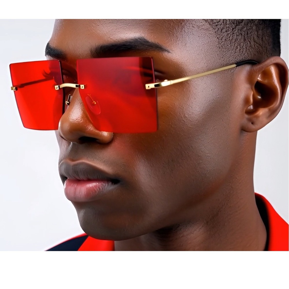 Sunglasses Red Lens Large Oversized XL Square Men Aviator‎ Retro Vintage Lentes